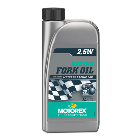 OLEO HIDRÁULICO DE SUSPENSÃO 100% SINTÉTICO MOTOREX RACING FORK OIL 2,5W 1 LITRO PARA MOTOS E BICICLETAS