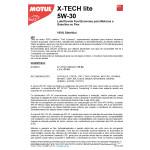LUBRIFICANTE OLEO DE MOTOR - MOTUL - X-TECH LITE  5W-30 - SINTETICO - 1 LITRO