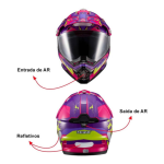 CAPACETE TEXX GROW CROSS MOTOCROSS TRILHA OFF ROAD ROSA (TAM 62)