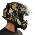 CAPACETE TEXX HAWK ALIEN FECHADO PRETO E DOURADO (TAM 60)