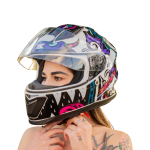 CAPACETE TEXX HAWK HUNGER FECHADO BRANCO E ROSA (TAM 56)