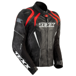 JAQUETA DE COURO TEXX SNIPER V2 MASCULINA PRETA E VERMELHA TAM 2G
