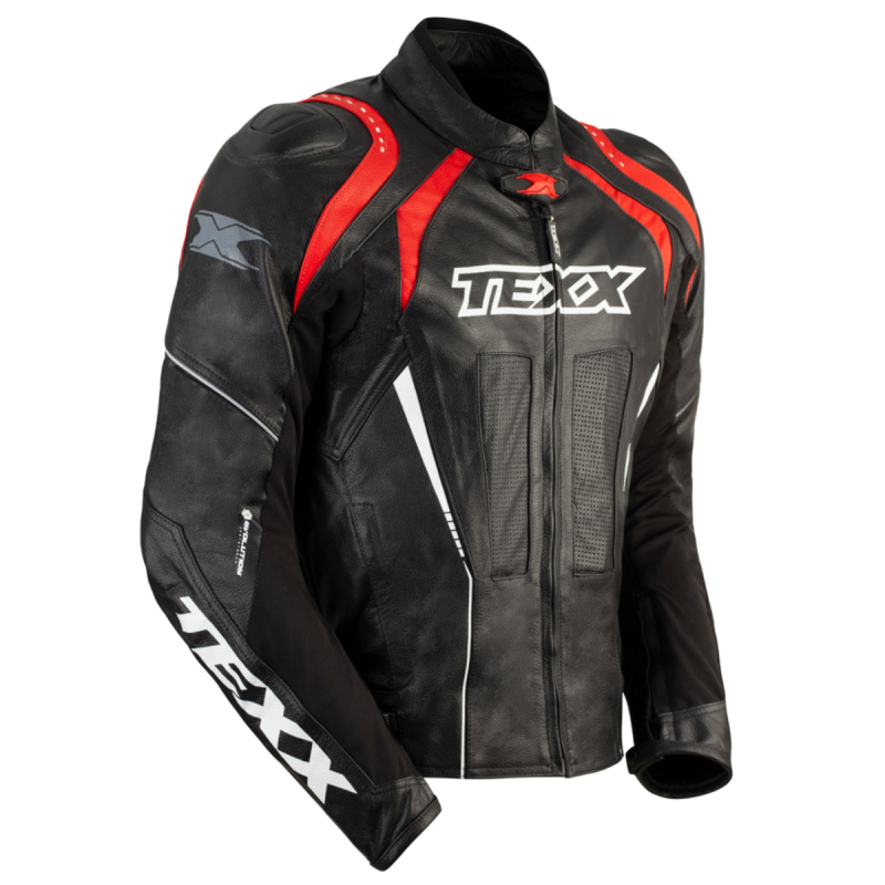 JAQUETA DE COURO TEXX SNIPER V2 MASCULINA PRETA E VERMELHA TAM 2G
