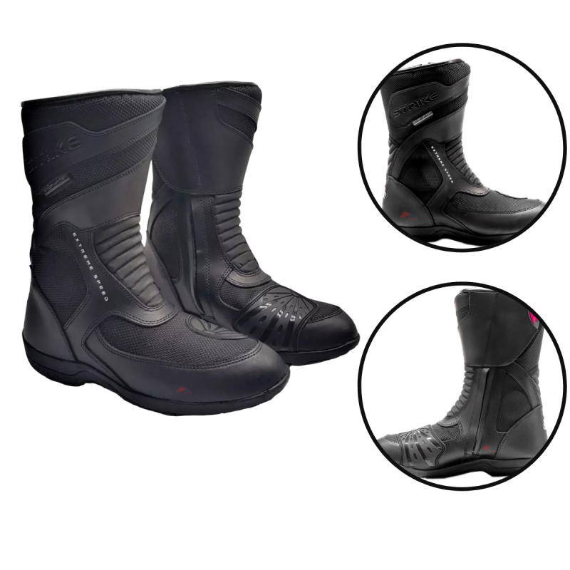 BOTA COURO IMPERMEÁVEL MOTOCICLISTA TEXX STRIKE V2 PRETA 41