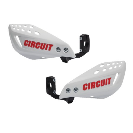 PROTETOR DE MÃO CIRCUIT - VECTOR - HASTE DE NYLON - BRANCO E VERMELHO - MODELO UNIVERSAL P/ TODO TIPO DE MOTO PROTETOR DE MÃO CIRCUIT - VECTOR - HASTE DE NYLON - BRANCO E VERMELHO - MODELO UNIVERSAL P/ TODO TIPO DE MOTO