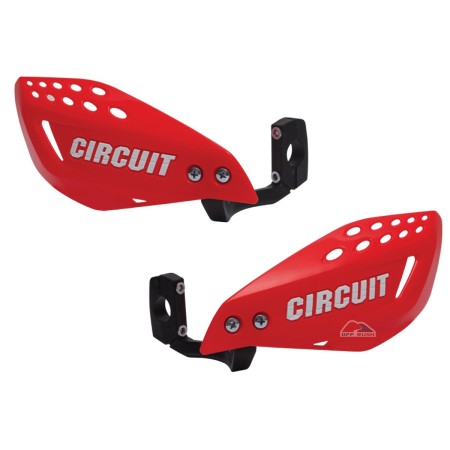 PROTETOR DE MÃO CIRCUIT - VECTOR - HASTE DE NYLON - VERMELHO E BRANCO - MODELO UNIVERSAL P/ TODO TIPO DE MOTO