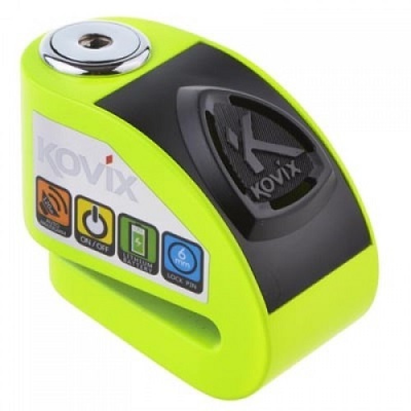 Trava Disco Moto Com Alarme Kovix KD6 Verde Limão